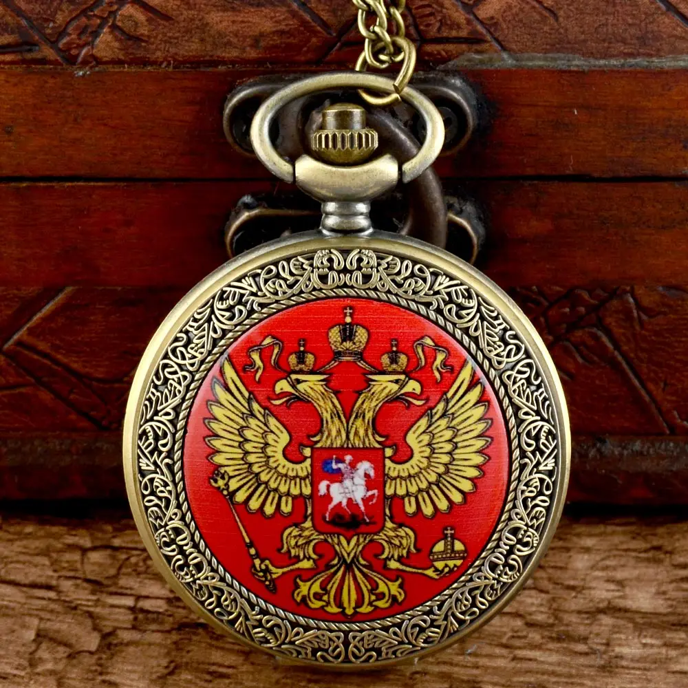 Классические кварцевые карманные часы с Русской национальной эмблемой