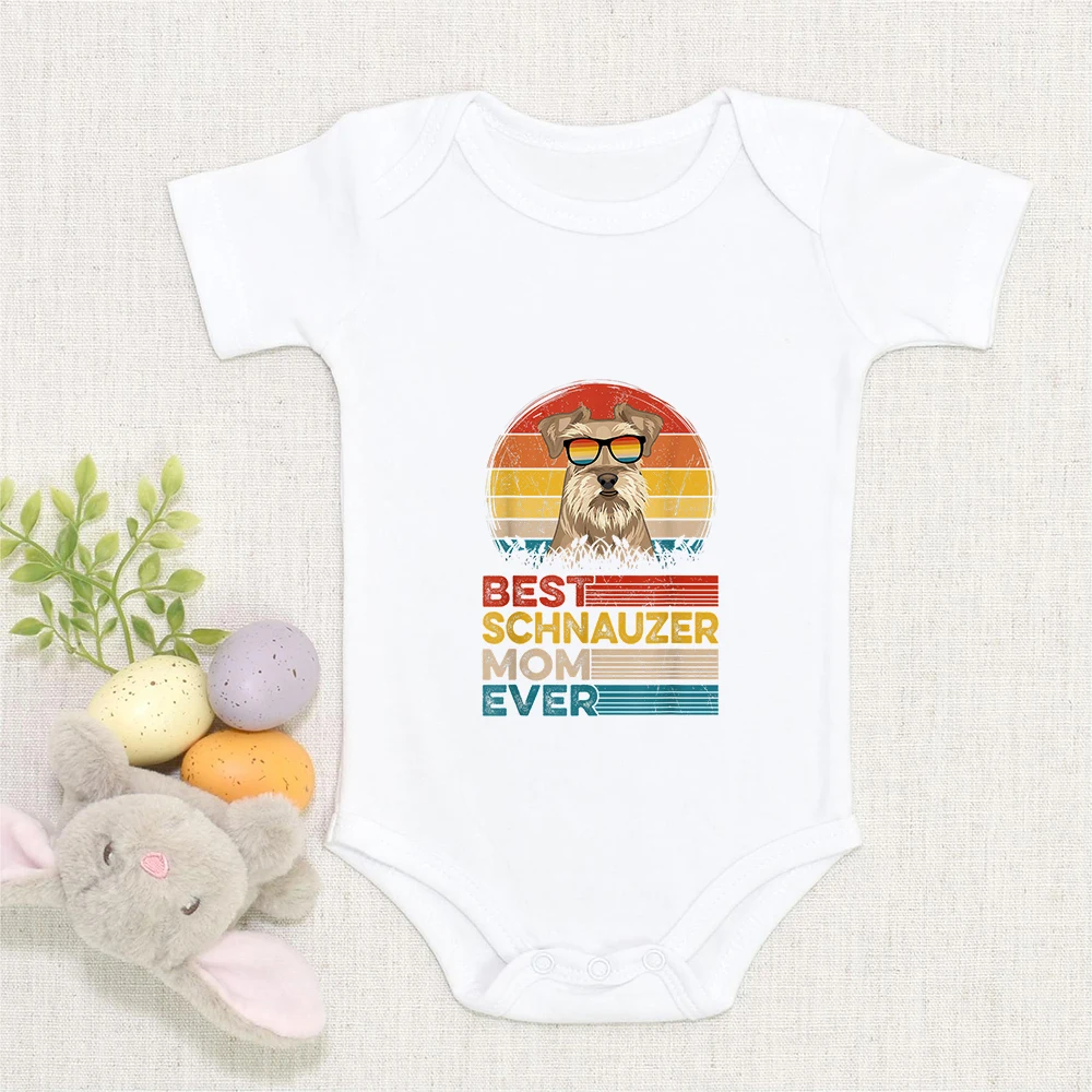 

Забавный лучший наряд шнауцера с принтом папы наряды для младенцев летний Повседневный домашний боди для маленьких мальчиков эстетическое...