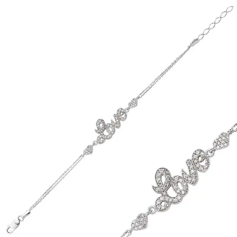 

Silverlina Sterling Silver Heart Love Printed Womens Bracelet