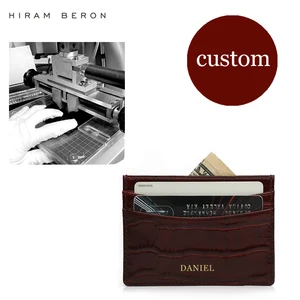hiram beron genuine leather card holder men cow leather crocodile pattern free global shipping