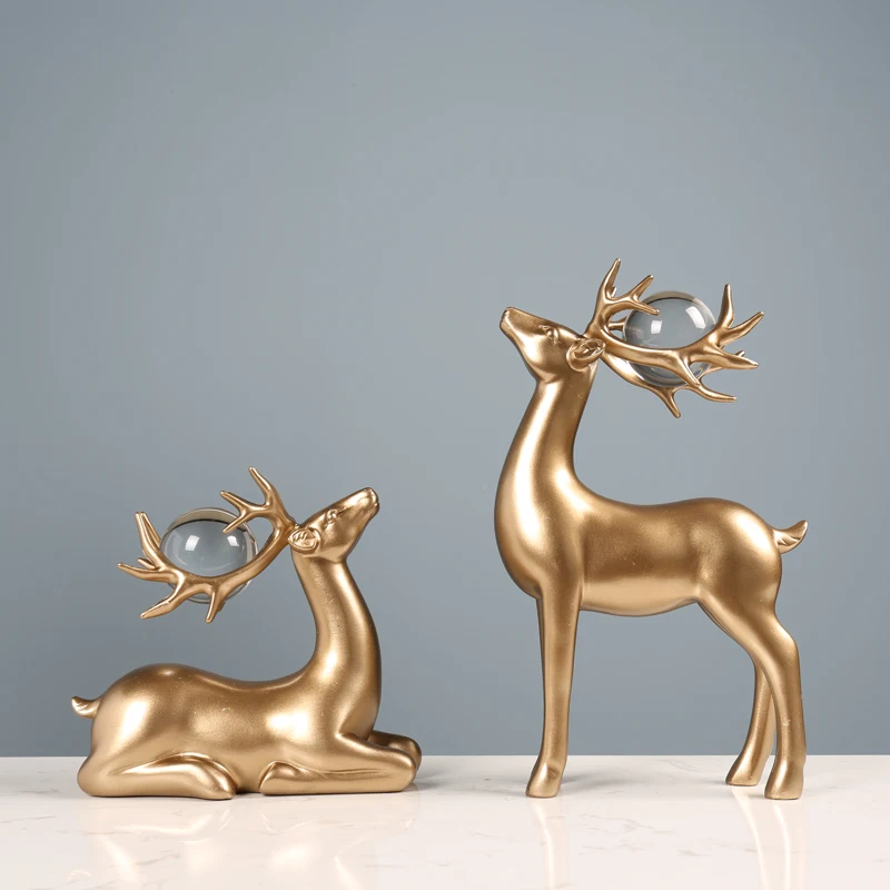 

Crystal Ball Deer Modern Creative and Slightly Luxury High-End Living Room Decoration TV Cabinet Wine Cabinet Hallway Showroom