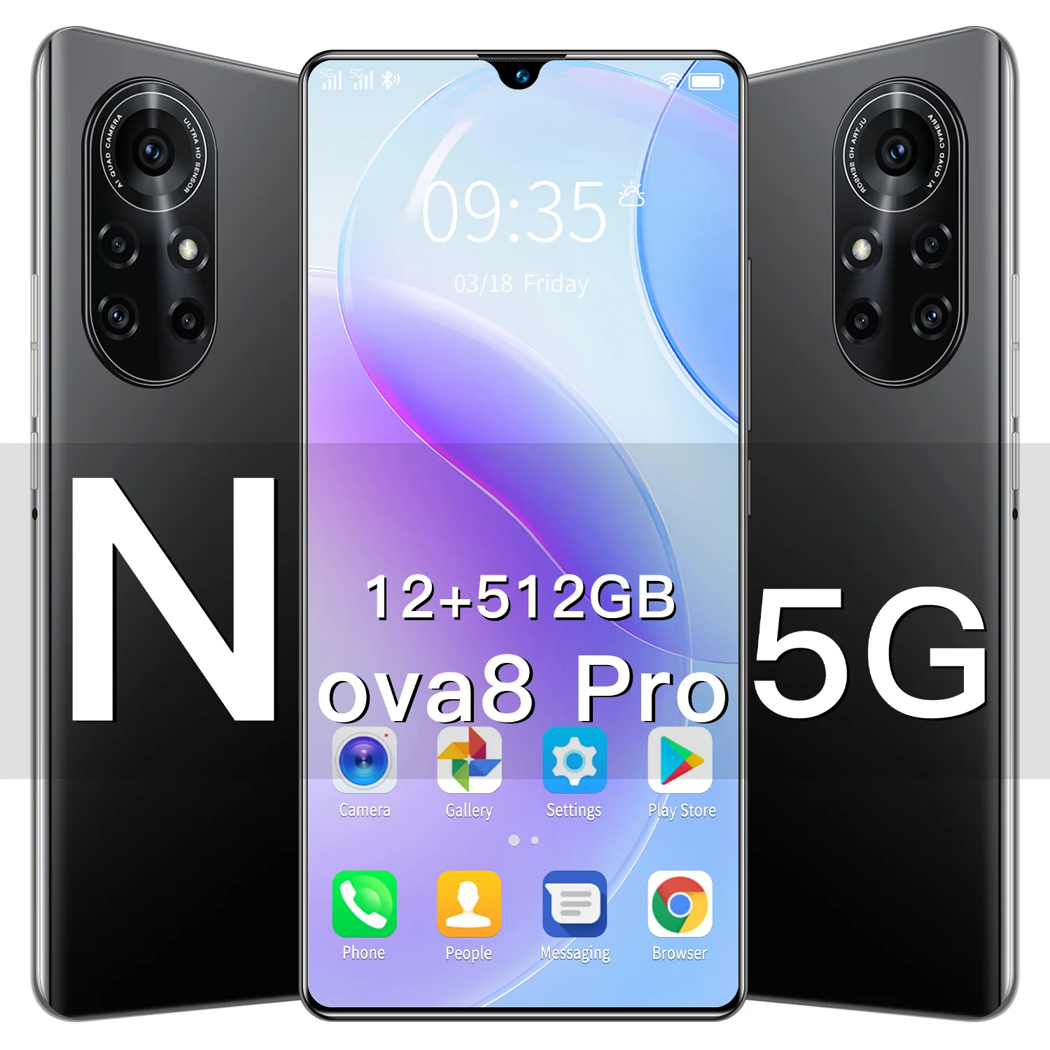 

Nova8 Pro 7.1 Inch Face Unlock Andriod 10 Mobile Phone 5G Network MTK6595 128/256GB Fingerprint ID 10 Core Smart Phone Black