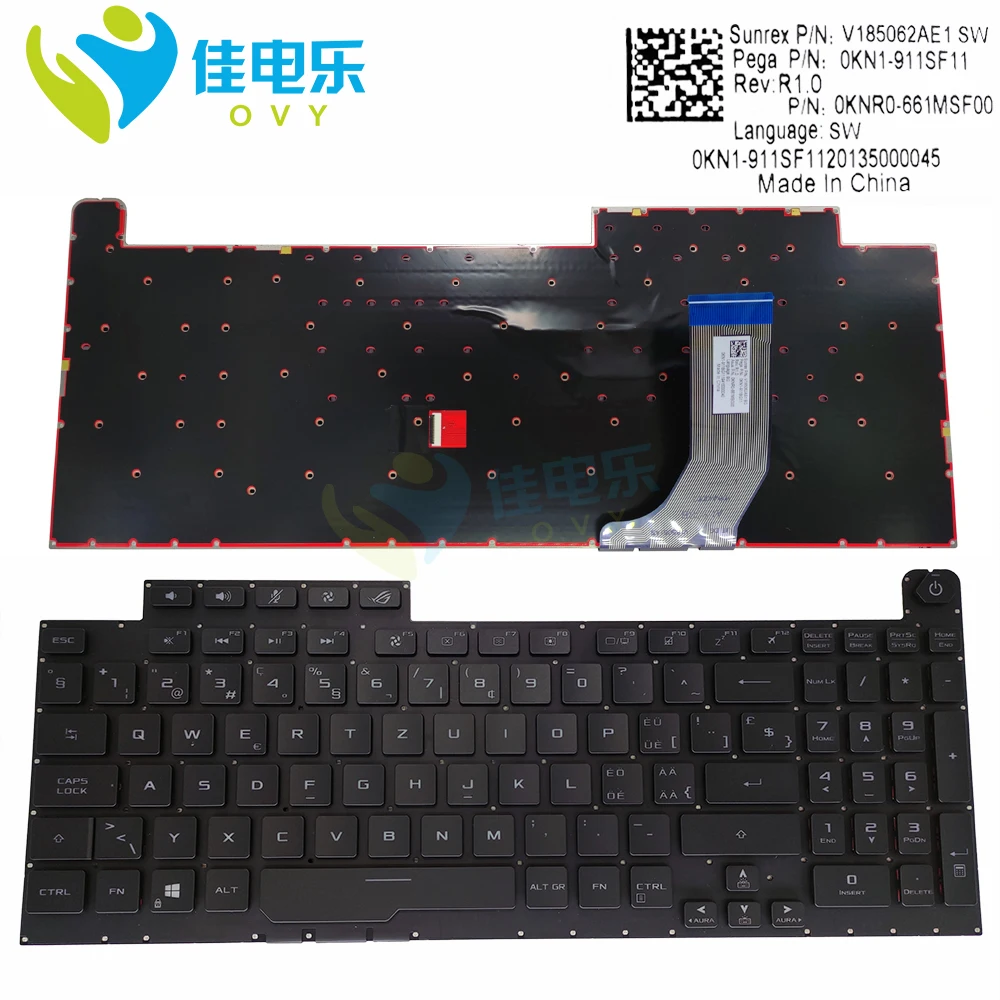 RGB SW Swiss Backlit keyboard for ASUS ROG strix G17 G731 G731GU G731GW laptop keyboard crystal keys New 0KNR0 661MSF00 661LSF00