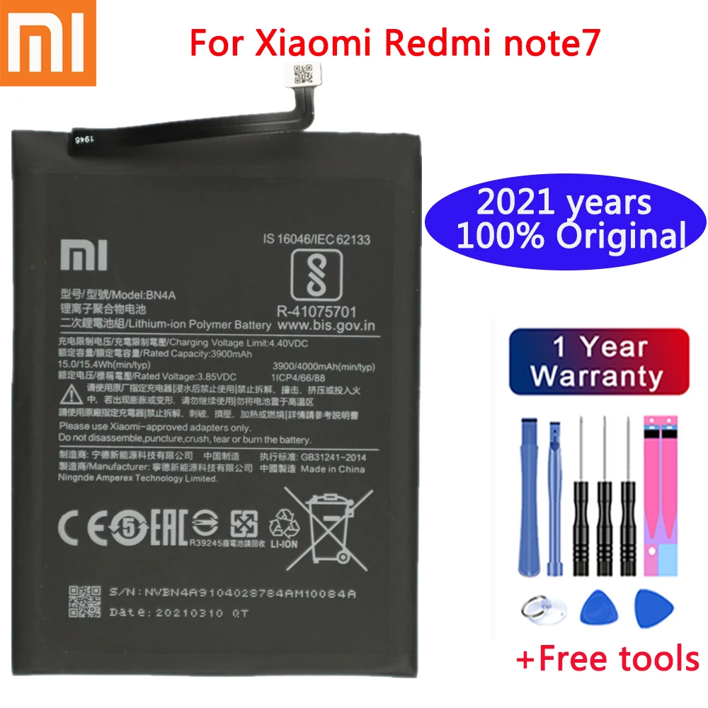 

Оригинальный сменный аккумулятор Xiao mi для Xiaomi Redmi Note7 Note 7 Pro M1901F7C BN4A, оригинальный аккумулятор для телефона 4000 мАч + Бесплатные инструменты