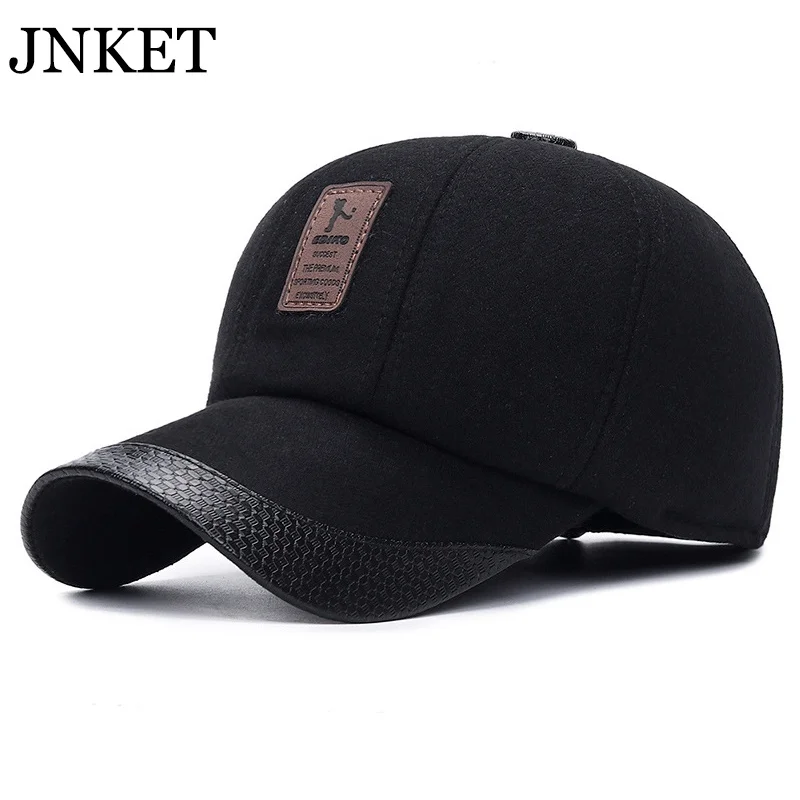 

JNKET Men Winter Cap Baseball Cap Warm Earflap Baseball Hats Golf Hat Adjustable Snapbacks Hats Sports Cap Gorras Baseball Cap