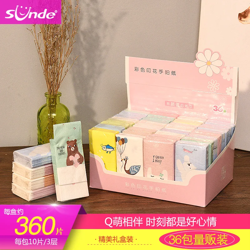 10 шт. Творческий мультфильм носовой платок с принтом Бумага Портативный Упаковка