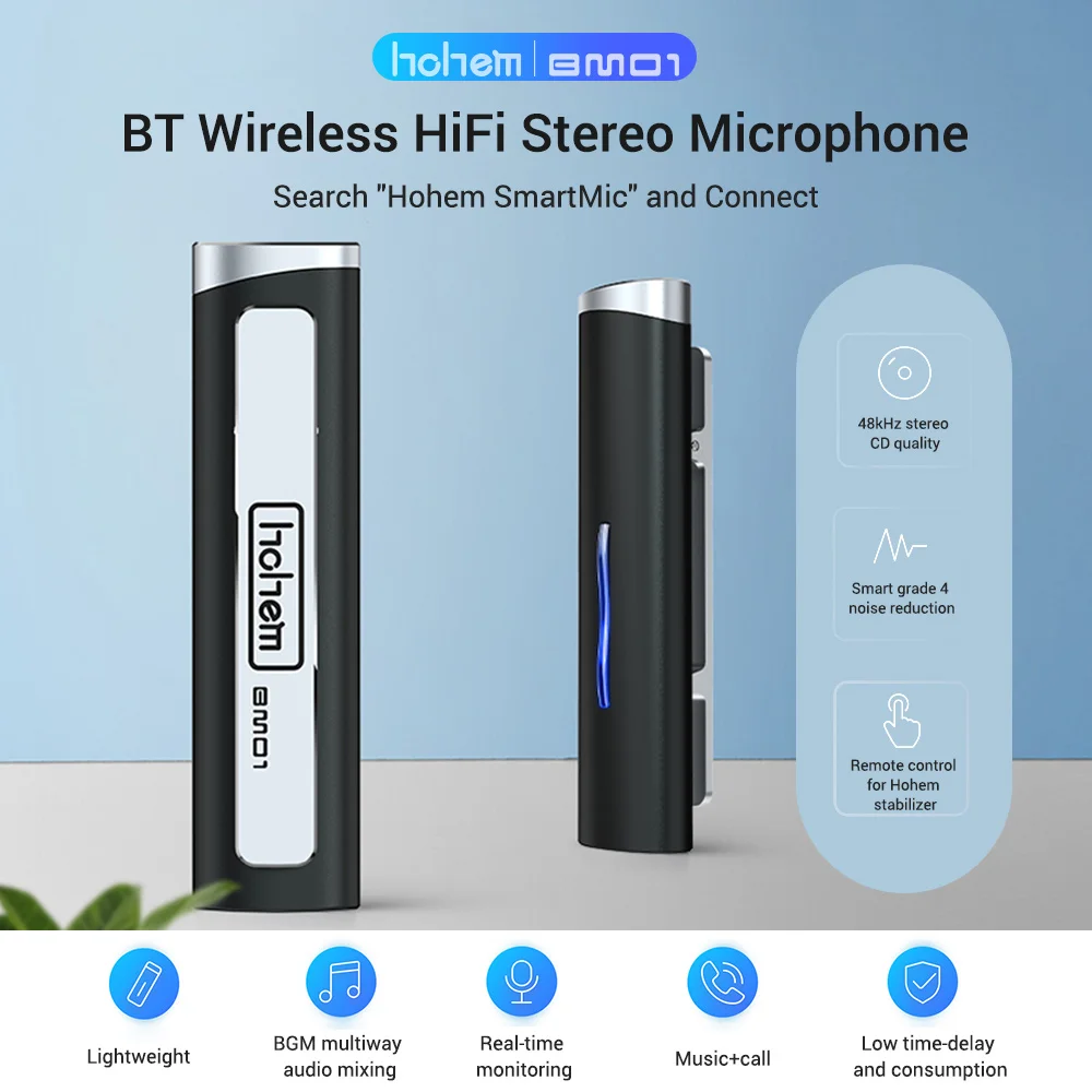 Беспроводная микрофонная система Hohem BM01 BT Hi-Fi стерео петличный микрофон Bluetooth BGM