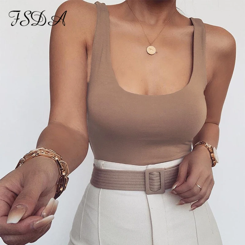 FSDA круглым вырезом для женщин боди без рукавов черный 2020 летнее сексуальное тело