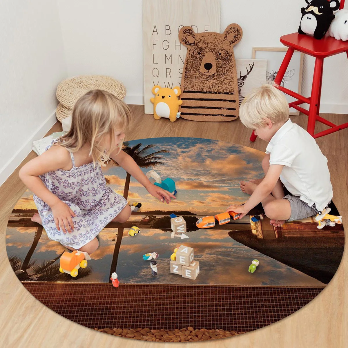 Кокосовое дерево для пляжа и заката современный домашний кухонный коврик ковер