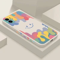 ins cute smiley watercolor phone case for iphone 11 pro max 12 x xs xr 7 8 plus cartoon smile face soft silicone back cover