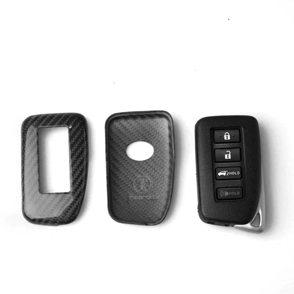 

Smart Remote Key Fob Shell Cover Case Real Carbon Fiber Black For LEXUS 2014-2017 Black Car Keychain Keyless 4-Keys Casing Trim