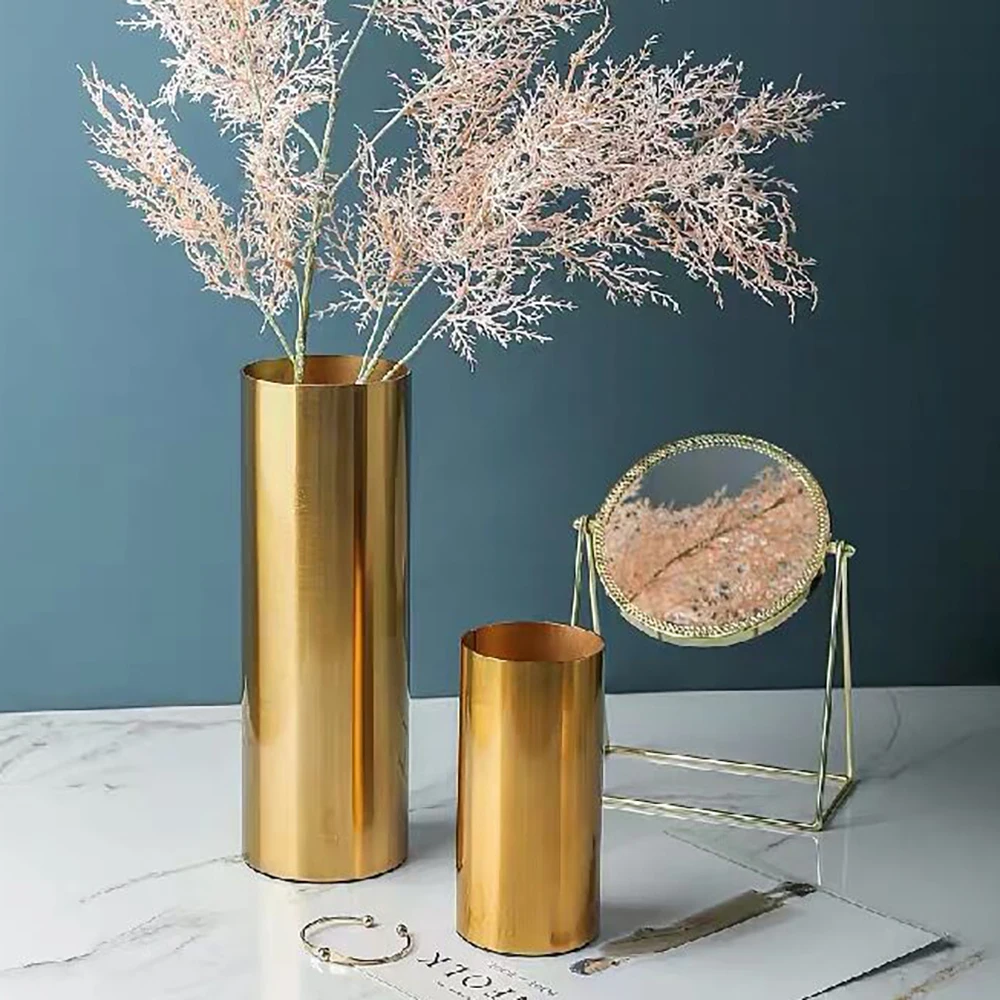 

Nordic Luxury Round Metal Vase Decoration Modern Gold Iron Art Wedding Vase Desk Living Room House Decoration Accessories Ideas