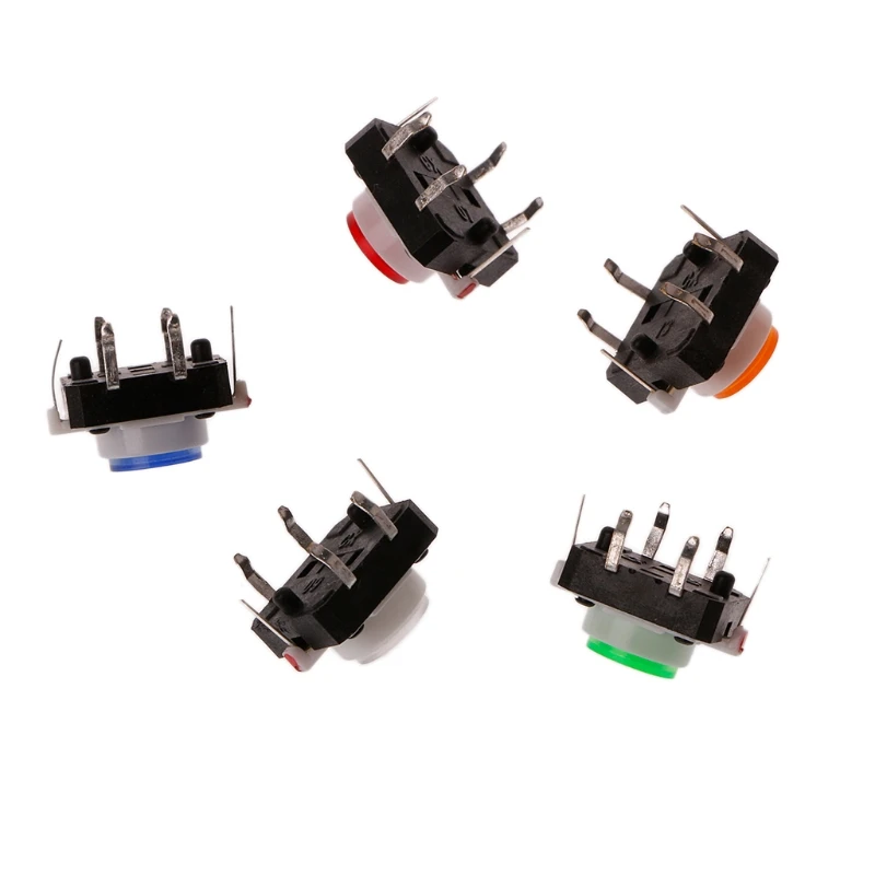 

10 Pcs LED Light Momentary Tactile Tact Push Button Switch 12x12x7.3mm 5 Colors