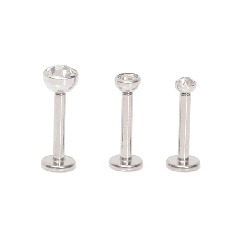 

ASTM F136 Titanium Internally Threaded Labret with Crystal Ball Body Piercing Jewelry