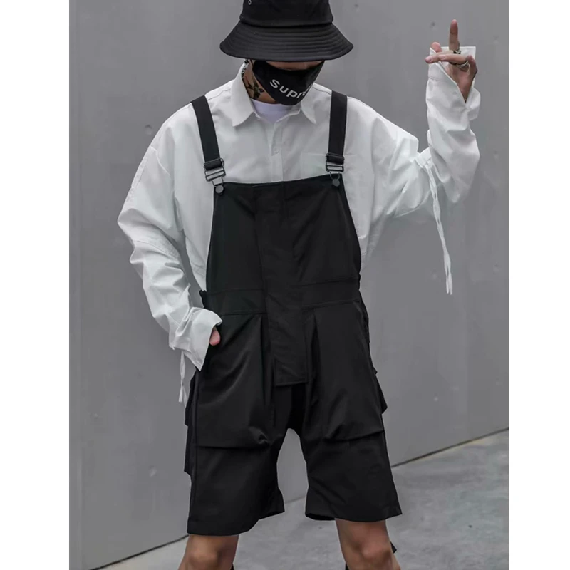 

Fashion Men's Summer Knee Length Shorts Casual Overalls Loose Hip-hop Black H10