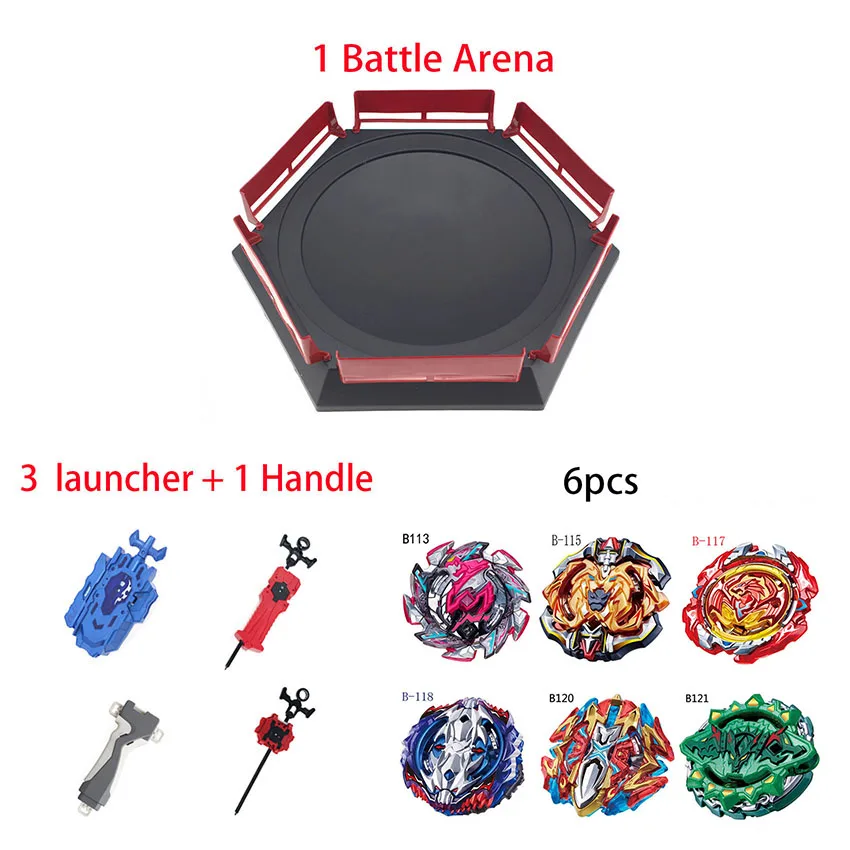 6pcs launcher arena Набор топов пусковые установки Beyblade игрушки Toupie Металл God Burst волчок Bey Blade Blades игрушки bay blade bables - Цвет: 6pcs launcher arena