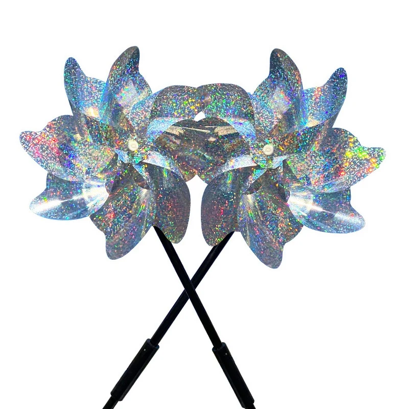 

10 шт./упаковка, светоотражающие колёса со стойками, сверкающее колесо для украшения сада, Репеллент для птиц