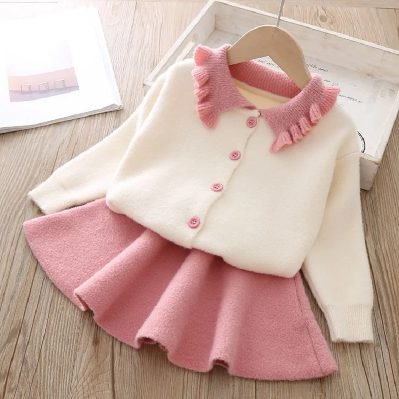 

Baby Dress Girls Knitted dress Vestido Infantil Autumn Winter Warm Girl Garment Ruffled School Of Lady Western Style Dress