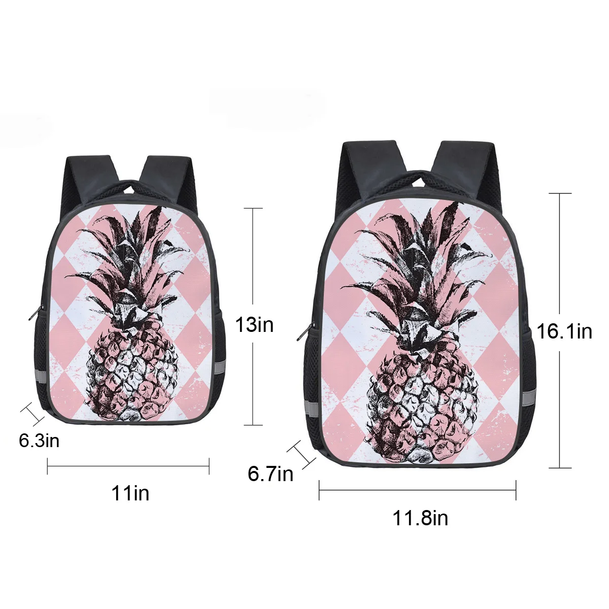 Ананас Ромбический комбинированный розовый эскиз Внутренняя Рамка рюкзаки