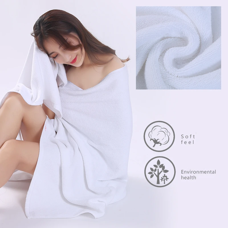 Thickened White bath towel for Hotel beauty salon Cotton water sucking Big Towel cleaning microfiber bathroom towels | Дом и сад