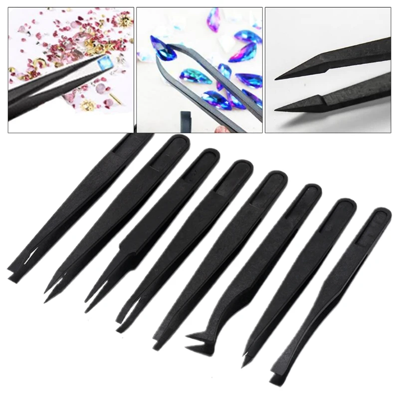 

8 Pcs Epoxy Resin Mold Tweezers Set Nail Art DIY Picking Tools Anti-static Precision for DIY Crafts Jewelry Making