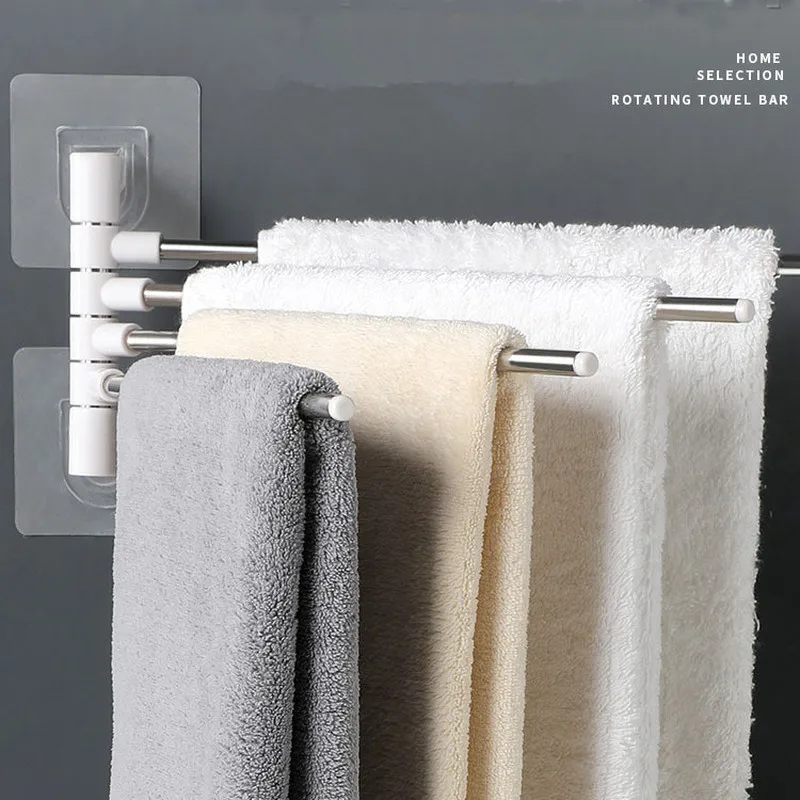 

Non-marking stick four-bar stainless steel towel rack kitchen and bathroom multifunctional hanger rod towel storage