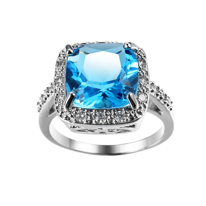 

Anillos Yuzuk Square Amethyst Garnet Ring Various Gemstone 925 Sterling Silver Engagement Rings For Women Fine Jewelry