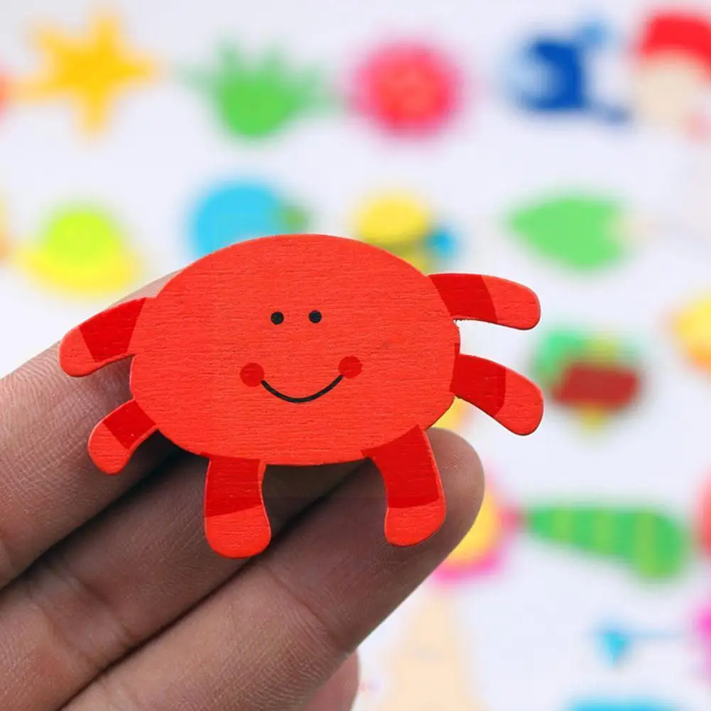 

5pack Wooden Magnetic Stickers For Children Baby Educational Refrigerator Fridge 12 Small Animals Stickers Colorful Kids To X1e0