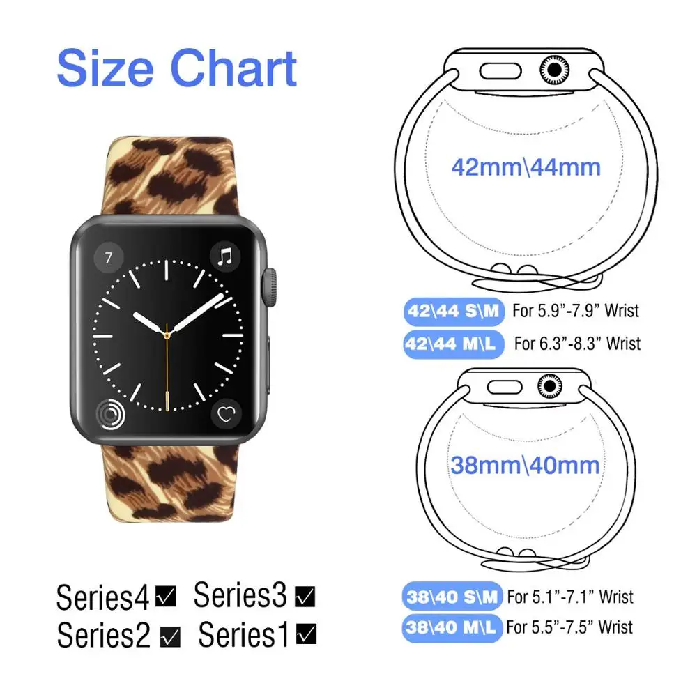 Печатные силиконовый ремешок для наручных часов Apple Watch 38 мм/40 мм 42 мм/44 мм спортивный ремешок для наручных часов iwatch серии 4/3/2/1 Смарт-часы браслет