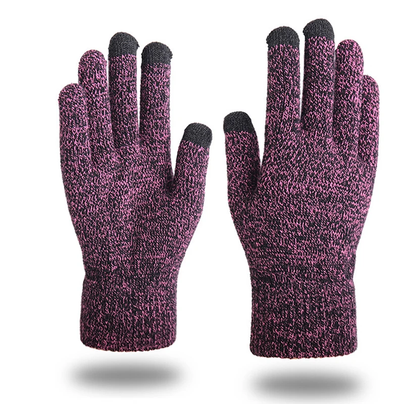 Новые теплые вязаные перчатки для мужчин и женщин с бархатной подкладкой