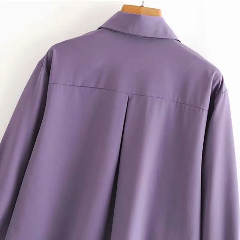 

Lapel Purple Single-breasted Long-sleeved Korean Chic Female Shirt Harajuku Simple Fashion Women's Tops