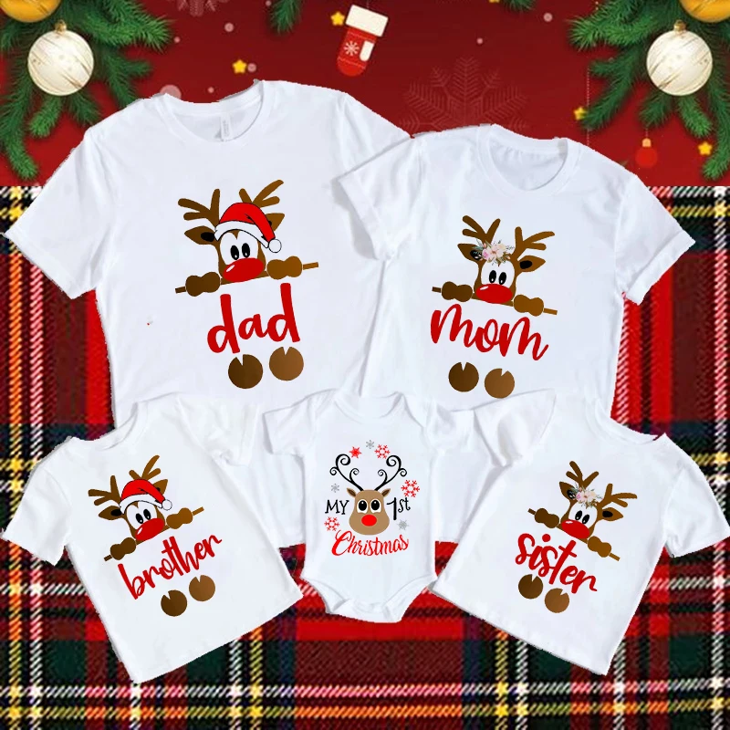 De Navidad camisa pap&aacute; mam&aacute; hermano hermana Beb&eacute; feliz Navidad familia Navidad trajes de regalo de vacaciones-3