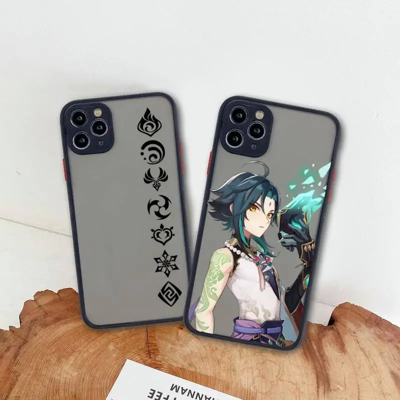 

Игровой чехол Genshin Impact для iphone 12 11 Pro Max Mini XS 8 7 Plus X SE 2020 XR, матовый прозрачный чехол