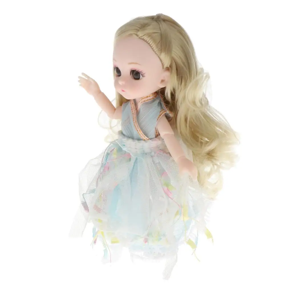 

New 16cm BJD Doll Jointed Girl Eyes Face Clothes Full Set Style8 and Style9