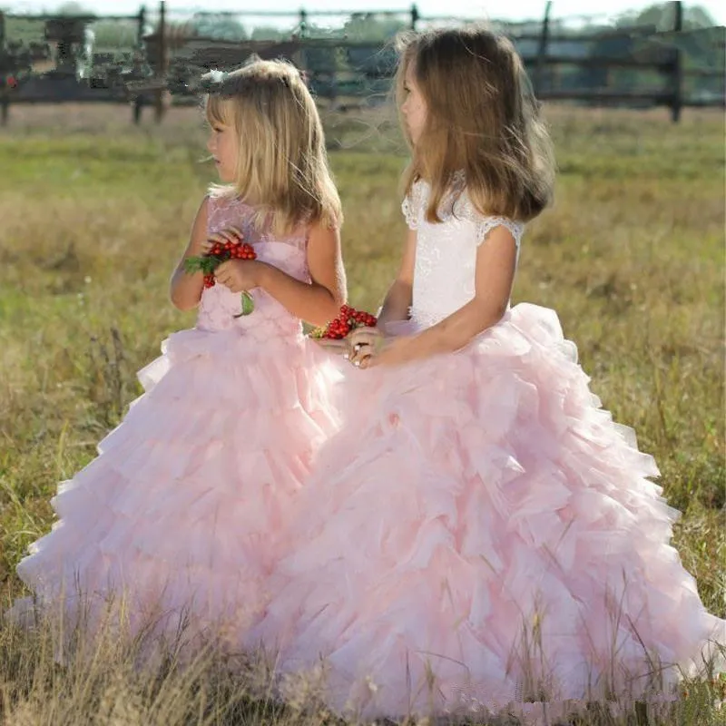 Кружевные платья из органзы с цветочным узором для девочек бальное платье