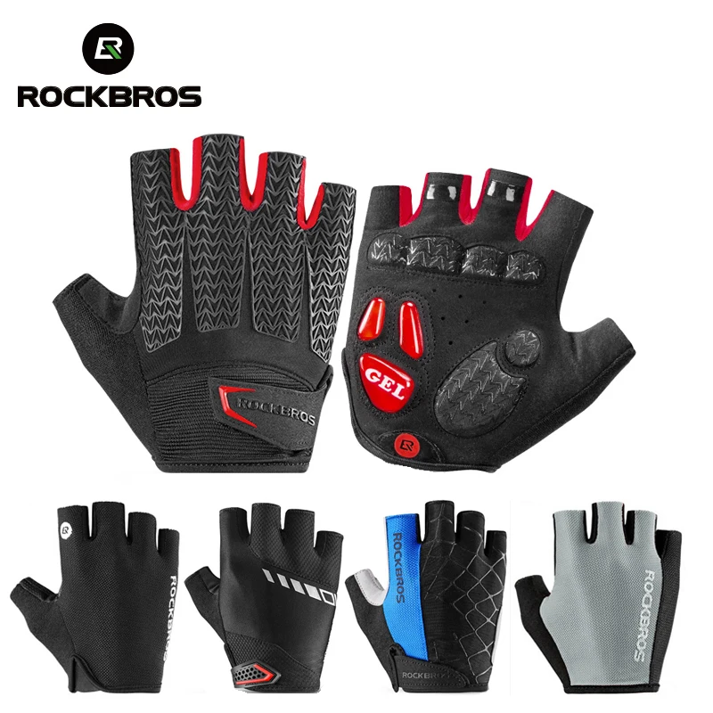 

ROCKBROS Breathable Half Finger Cycling Gloves Gel Pad Shockproof MTB Road Bike Gloves Anti-slip Wear-resistant Bicycle Gloves