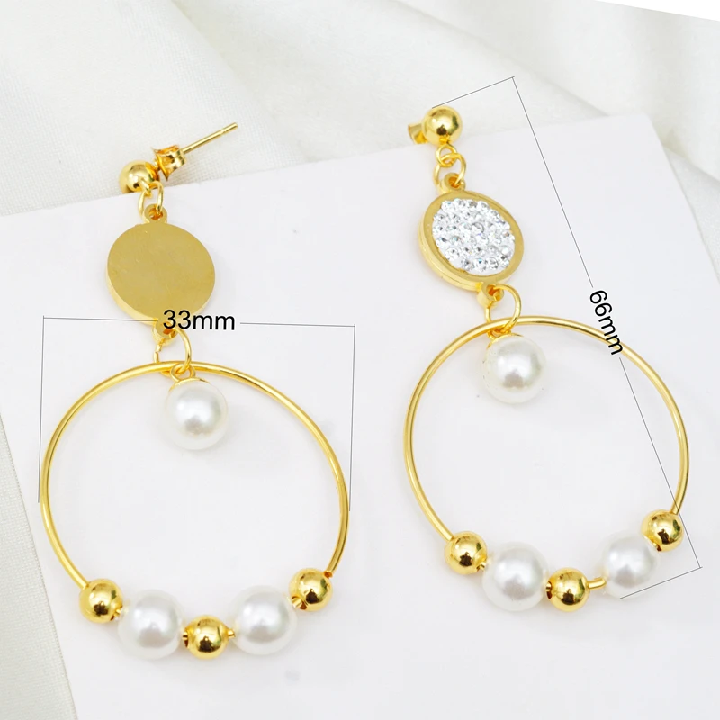 Женские серьги из нержавеющей стали сережки золотого цвета со стразами и