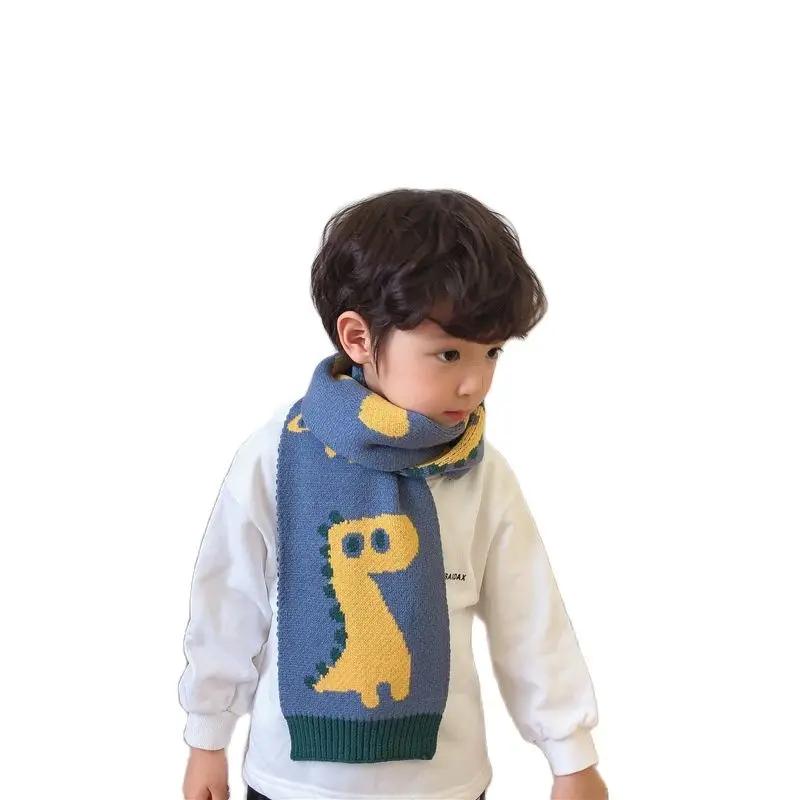 Новый детский шарф с мультипликационным динозавром для мальчиков и девочек