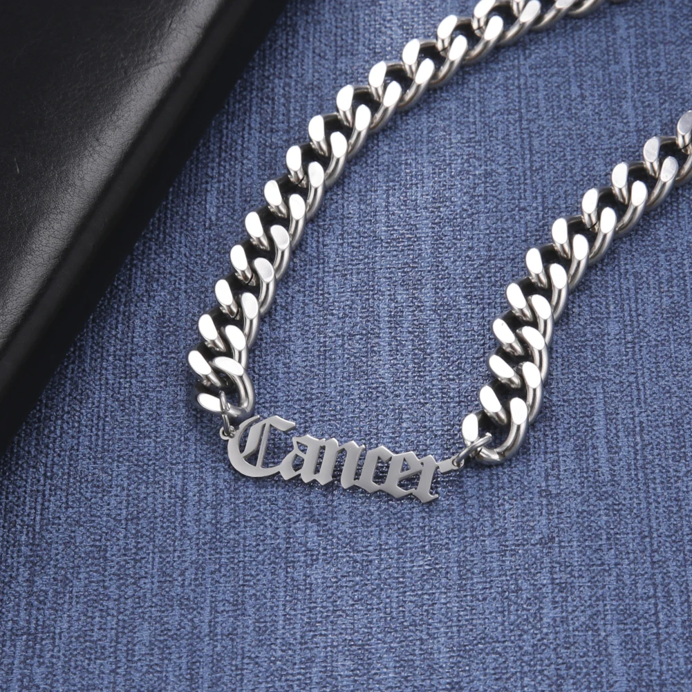 Sipuris 7MM Cuban Chain Custom Name Necklace For Men Personalized Stainless Steel Name Necklace Unique Jewelry Boyfriend Gifts