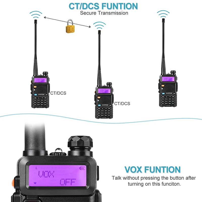 2 шт. BaoFeng UV-5R walkie talkie Профессиональный CB радио приемопередатчик baofeng UV5R 5 Вт двухдиапазонный радио VHF& UHF портативный двухстороннее радио