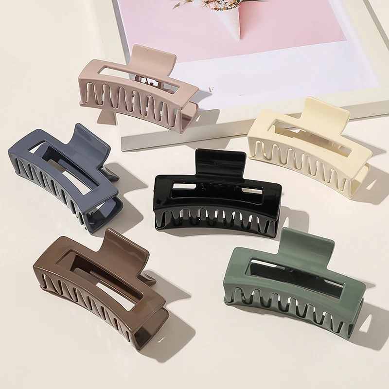 1Pcs Acrylic Cross Transparent Hairpins Large Size Geometric Square Hollow Hair Claws Crab Hot Clips Women Accessories |