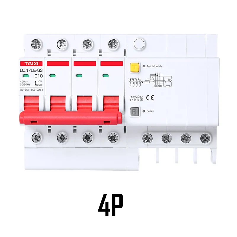 Автоматический выключатель Mini RCD RCBO DZ47 10A 16A ток 30mA 15mA MCB защита от утечки бытовой