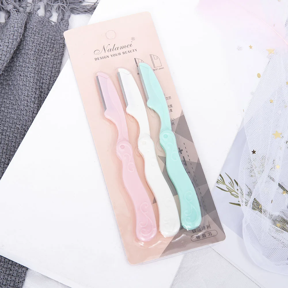 

Beauty Eye Brow Shaper Shaver Stainless Steel Blades Makeup Tool Foldable Facial Eyebrow Trimmer Armpit Hair Razor 3Pcs/Set