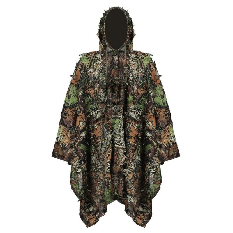 2022 New 3D Jungle Sniper Hunting Clothes Leaf Camouflage Poncho Camo Capes Ghillie Suit