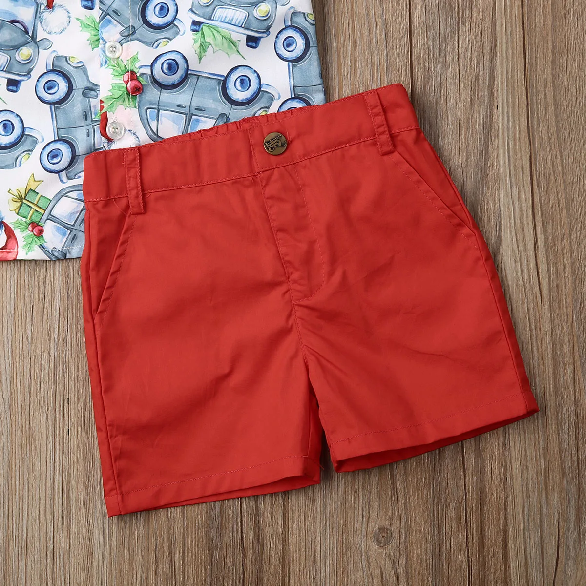 Изысканная детская одежда Рождественская рубашка с принтом такси для маленьких