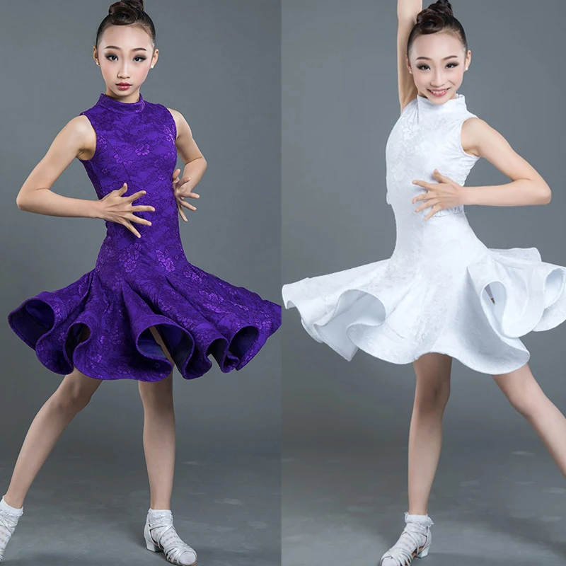 

Kids Latin Dance Dress Sleeveless Ballroom Competition Dresses Girls Tango Salsa Rumba Cha Cha Samba Show Latin Dancewear SL2362