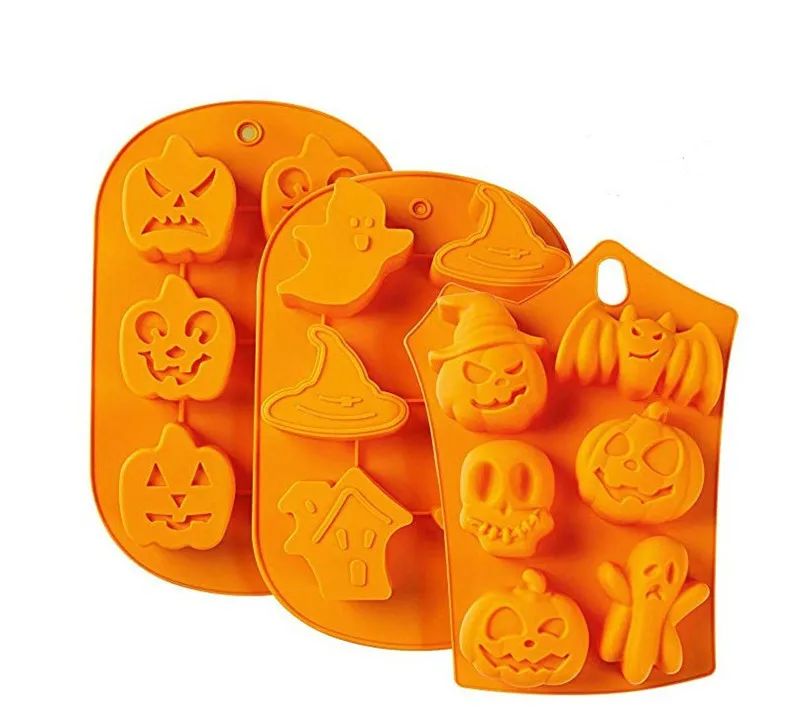 

1pc Halloween Holiday Style Silicone Cake Mold 6 Cavities Pumpkin Ghost Bat Shape Cookies Chocolate Molds DIY Cake Baking Tools