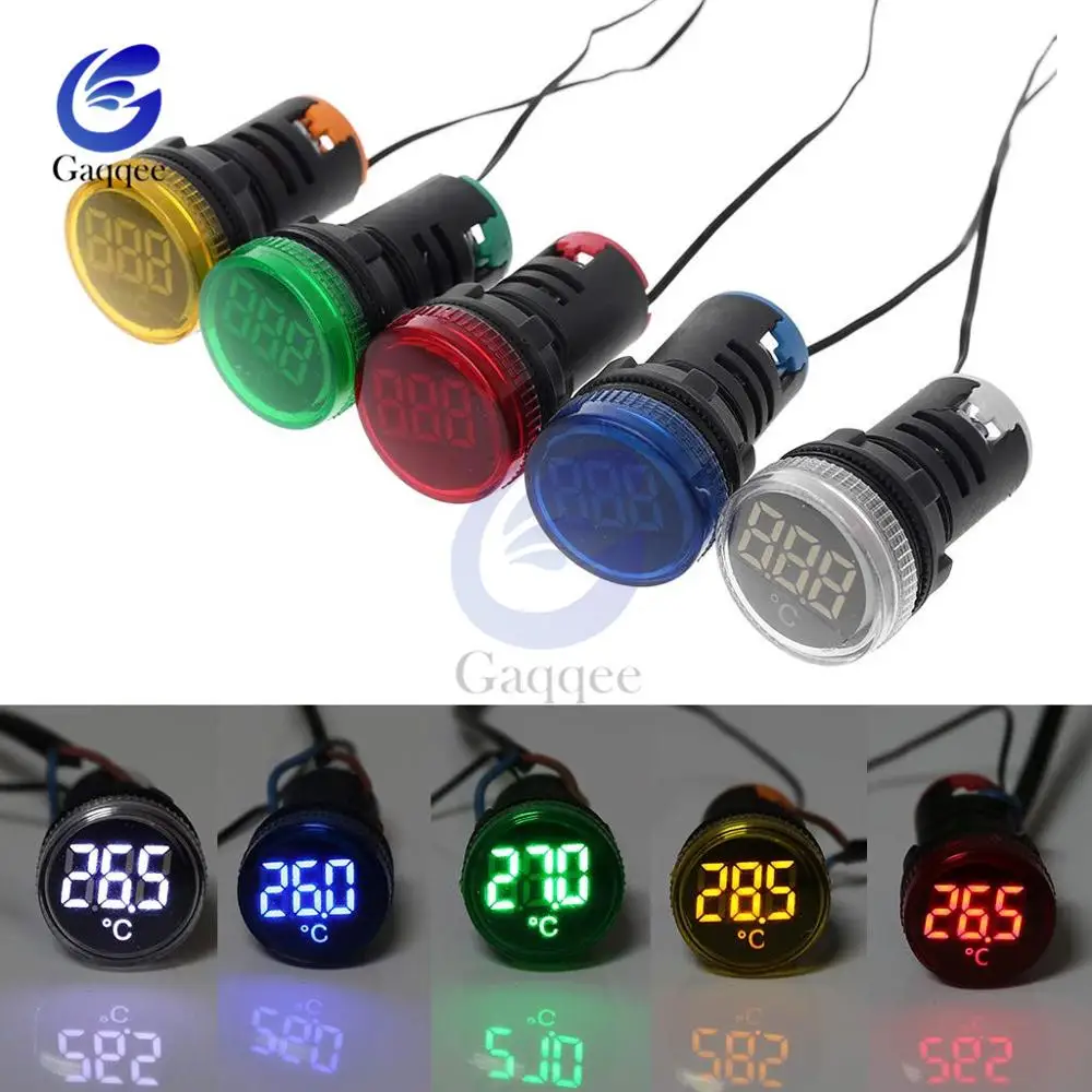 

5 Color Mini LED Digital Light Thermometer Indicator -20-199℃ Temperature Sensor Induction Tester thermograph Meter 50-380V AC