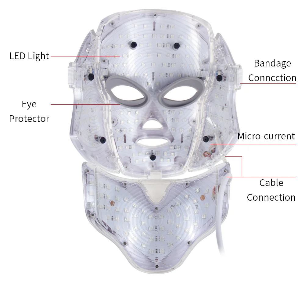 

2021 2 Types 7 Colors Electric Led Facial Mask Face Mask Machine Light Therapy Acne Mask Neck Beauty Led Mask Led Photon Therapy