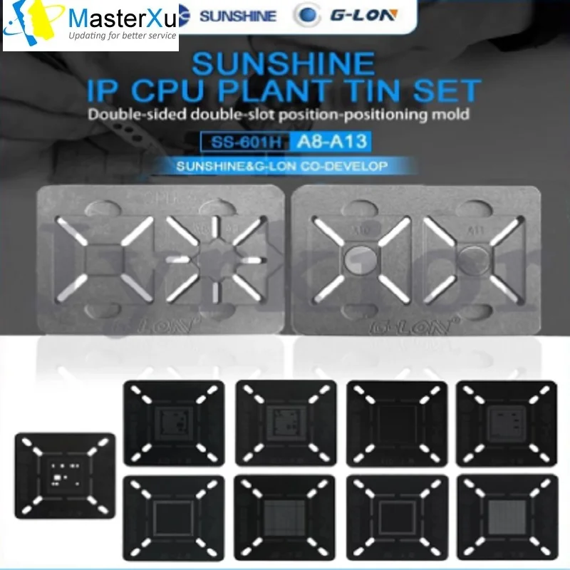 

Sunshine G-Lon 601H Double Side Use Slot Position Motherboard BGA Reballing Stencil Plant Tin Platform For iPhone CPU A13 A12 A
